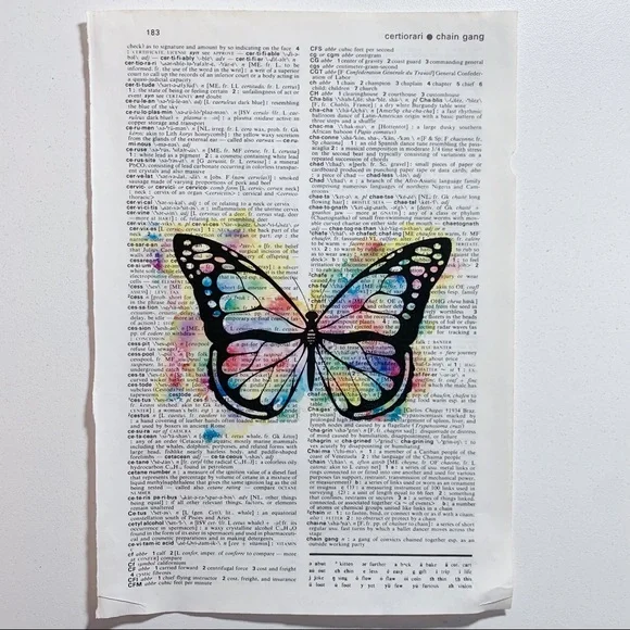 Dictionary Art Print, Butterfly, Vintage Art Print, Dictionary Print - Picture 3 of 3